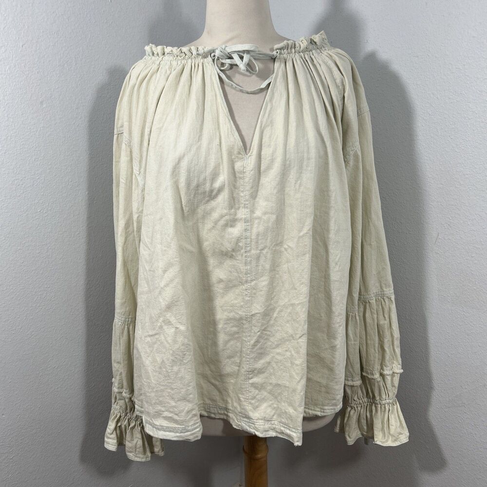 Free People Top Womens Alpine Denim Ruffle Gypsy Feminine Y2K‎